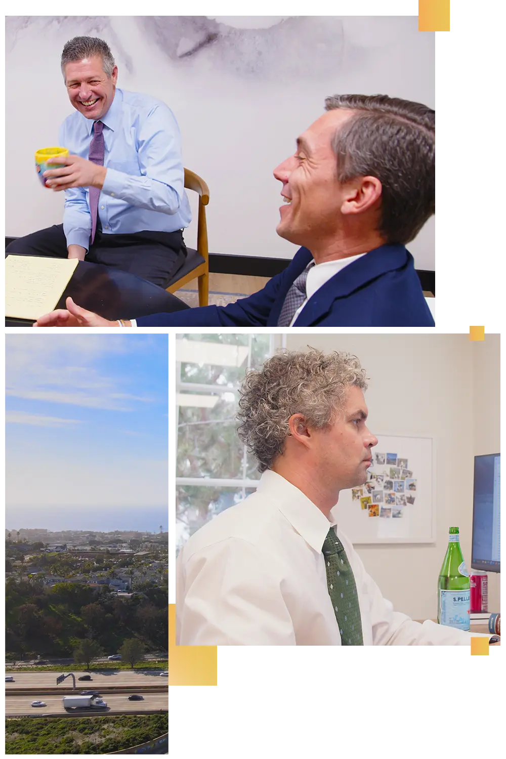 GLL Homepage Graphic Element 1 v3 sized A photo collage of Partners Chris Dryden and James Huber of Global Legal Law Firm, Located in beautiful San Diego, CA.